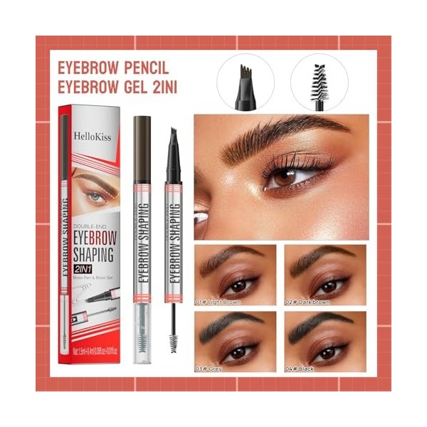 Crayon à sourcils liquide Double-End Crayon à sourcils Crème coiffante pour Résistant à leau et à la, le maquillage ne sest