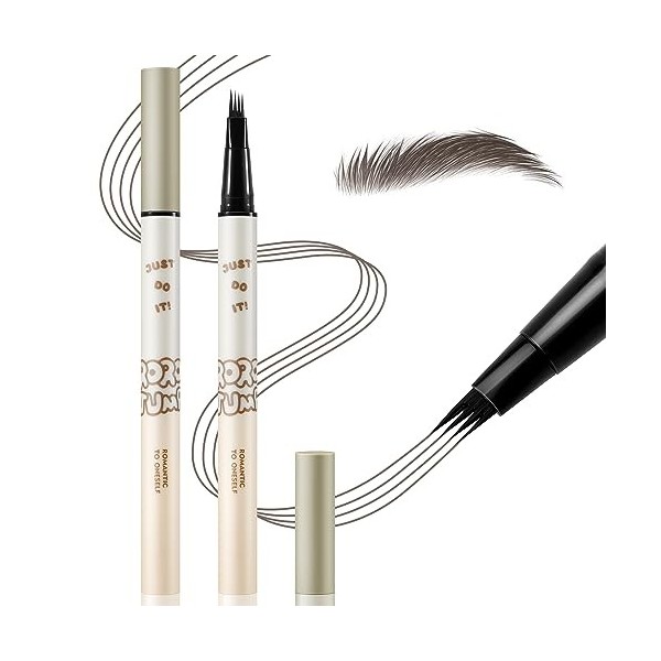 Apooliy Crayon à sourcils waterproof Stylo à sourcils liquide pour microblading,Gel pour sourcils Micro 4 Point,Longue durée,