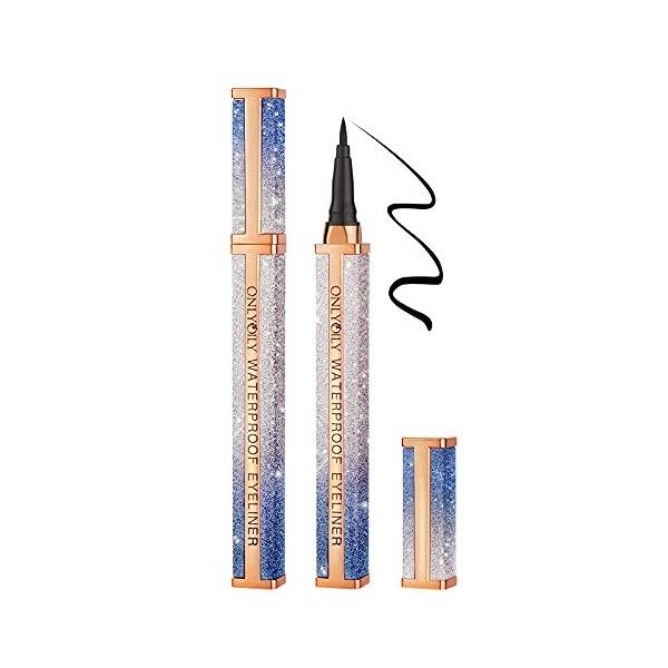 Onlyoily Eyeliner Pencil Stylo Liquide Eyeliner Precision Séchage Rapide, Noir métallique Flash Eyeliner