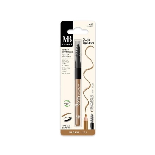 MB Milano - Crayon Sourcils - Double Embout Crayon + Brosse - BLONDE - Définit les Sourcils - Made in Italy Maquillage des so...
