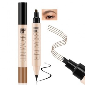 Boobeen Crayon à Sourcils Imperméable, 2 en 1 Stylo à Sourcils Liquide avec Applicateur à Pointe Microfourchette, Crée des So
