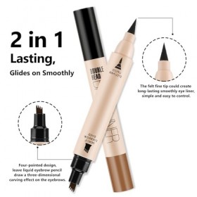 Boobeen Crayon à Sourcils Imperméable, 2 en 1 Stylo à Sourcils Liquide avec Applicateur à Pointe Microfourchette, Crée des So