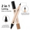 Boobeen Crayon à Sourcils Imperméable, 2 en 1 Stylo à Sourcils Liquide avec Applicateur à Pointe Microfourchette, Crée des So