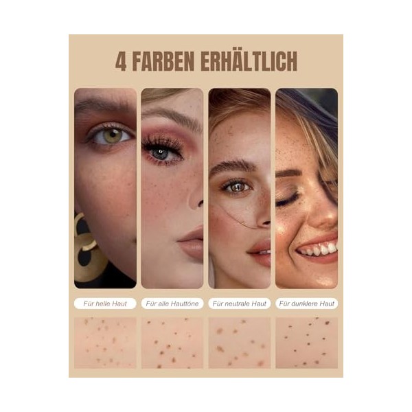 Lot de 4 feutres anti-taches de rousseur - Étanche - Pour maquillage naturel - Facile à utiliser et longue durée - Idéal pour
