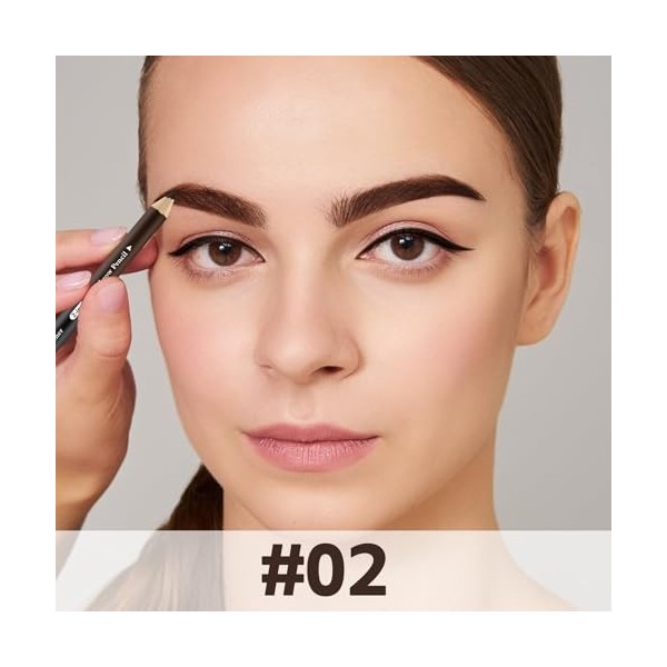 Boobeen Lot de 12 Crayons à Sourcils Double Pointe, Stylo Sourcils Imperméable avec Taille-Crayon et Brosse, Tenue Longue, Id