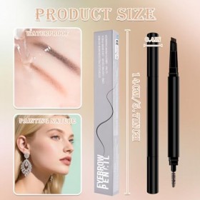 MOTIBACK Crayon à sourcils professionnel Micro Brow - Double face - Avec stylo mécanique pour dessiner, façonner et définir d