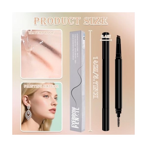 MOTIBACK Crayon à sourcils professionnel Micro Brow - Double face - Avec stylo mécanique pour dessiner, façonner et définir d