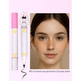 Erinde Stylo 2 en 1 Freckles Pen, Tampon à Taches de Rousseur et Eyeliner Liquide, Waterproof, Séchage Rapide, Look Naturel e