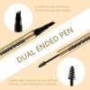Boobeen Crayon et Gel 2 en 1 pour Sourcils - Stylo Microblading 4 Pointes avec Cire Transparente - Effet Poils Naturels - Ten
