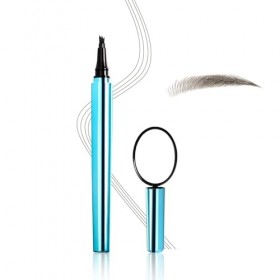 Boobeen Crayon à sourcils avec miroir, crayon à sourcils liquide imperméable, pointe à 4 fourches pour des sourcils naturels 