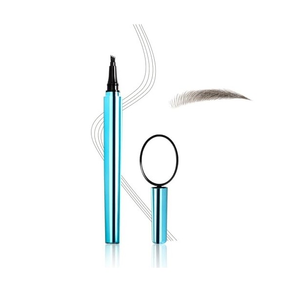 Boobeen Crayon à sourcils avec miroir, crayon à sourcils liquide imperméable, pointe à 4 fourches pour des sourcils naturels 