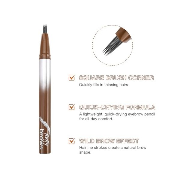 Boobeen Crayon à Sourcils Liquide Résistant à lEau, Crayon Microblading avec Brosse Angulaire, Séchage Rapide, Longue Tenue,