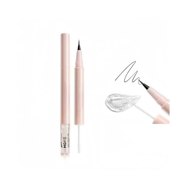 Crayon Sourcils Résistant à l’Eau à Pointe Fine, Stylo 2-en-1 avec Gel Fixateur pour Sourcils, Anti-Tâches, Usage comme Eyeli