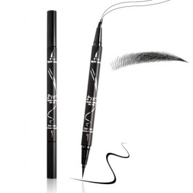 Boobeen Crayon à sourcils, 2-en-1 Crayon à sourcils à double extrémité avec pointe courbée et pointe brosse précise, résistan