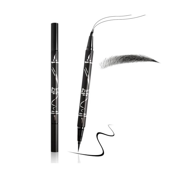 Boobeen Crayon à sourcils, 2-en-1 Crayon à sourcils à double extrémité avec pointe courbée et pointe brosse précise, résistan