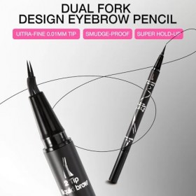 Boobeen Crayon à sourcils, 2-en-1 Crayon à sourcils à double extrémité avec pointe courbée et pointe brosse précise, résistan