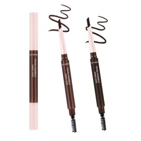 Boobeen Crayon Sourcils Double Face, 2 en 1 avec Brosse Spirale et Pointe Angulaire, Stylo de Précision Microblading, Résista