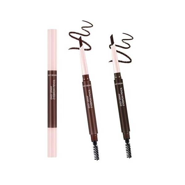 Boobeen Crayon Sourcils Double Face, 2 en 1 avec Brosse Spirale et Pointe Angulaire, Stylo de Précision Microblading, Résista
