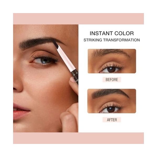 Boobeen Crayon Sourcils Double Face, 2 en 1 avec Brosse Spirale et Pointe Angulaire, Stylo de Précision Microblading, Résista