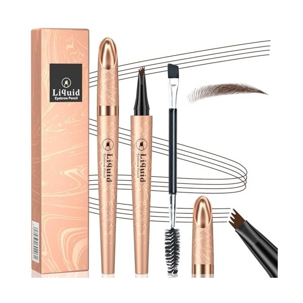 Ledeak Crayon Sourcil, 3D Magique Crayon à Sourcil imperméable avec 4 Pointes de Fourchette, Crayon Sourcils Essence Waterpro
