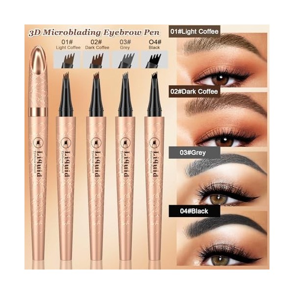 Ledeak Crayon Sourcil, 3D Magique Crayon à Sourcil imperméable avec 4 Pointes de Fourchette, Crayon Sourcils Essence Waterpro