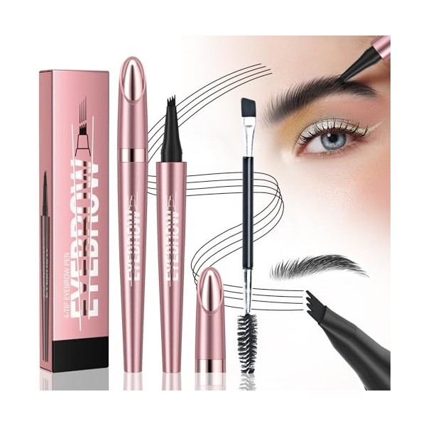 Ledeak 3D Magique Crayon Sourcil, Crayon à Sourcil imperméable avec 4 Pointes de Fourchette, Crayon Microblading Sourcil, Eye