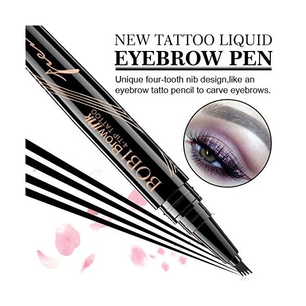 Rose Roll Crayon à sourcils étanche - Crayon à sourcils liquide - Couleur naturelle pour un look complet et naturel et un rés