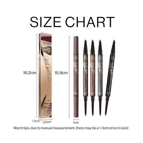 AOWVUTS Microblading Crayon à Sourcils Crayon Sourcil Magique 2 en 1 à Double Extrémité Imperméable Naturel Longue Durée Eyeb