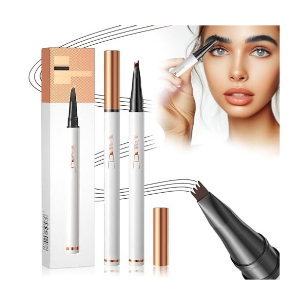 Crayon à sourcils magique, 3D, étanche, avec 4 pointes, crayon à sourcils naturel et durable, noir