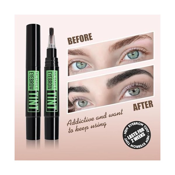 MLSMILE Kit de teinture temporaire pour sourcils, gel brun pour sourcils, gel pour sourcils couleur naturelle, waterproof, lo