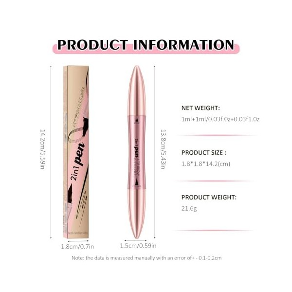 2 en 1 Crayon à sourcils, Eye-liner, Crayon microblading à double extrémité avec applicateur à pointe micro-fourche à 4 broch
