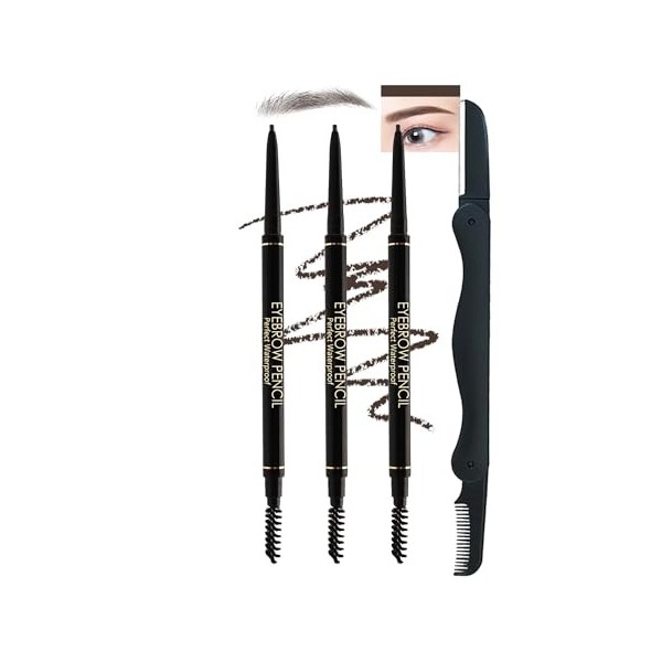 3pcs Crayon Sourcil Kit, Brun Clair Stylo 3d Crayon Sourcil Waterproof Longue Durée, Brow Lift Kit Sourcils, Sans Transfert E