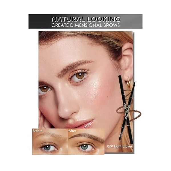 3pcs Crayon Sourcil Kit, Brun Clair Stylo 3d Crayon Sourcil Waterproof Longue Durée, Brow Lift Kit Sourcils, Sans Transfert E