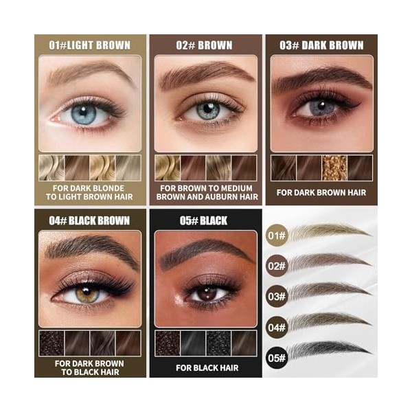 Crayon à Sourcils Microblading, Crayon Sourcil 2 en 1 et Gel à Sourcils Teintée, Stylo à Sourcils Double Embout Waterproof, M