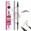 Stylo à sourcils incurvé, crayon à sourcils 2-en-1 à double extrémité avec pointe micro à 2 griffes et pointe ultra fine, pou...