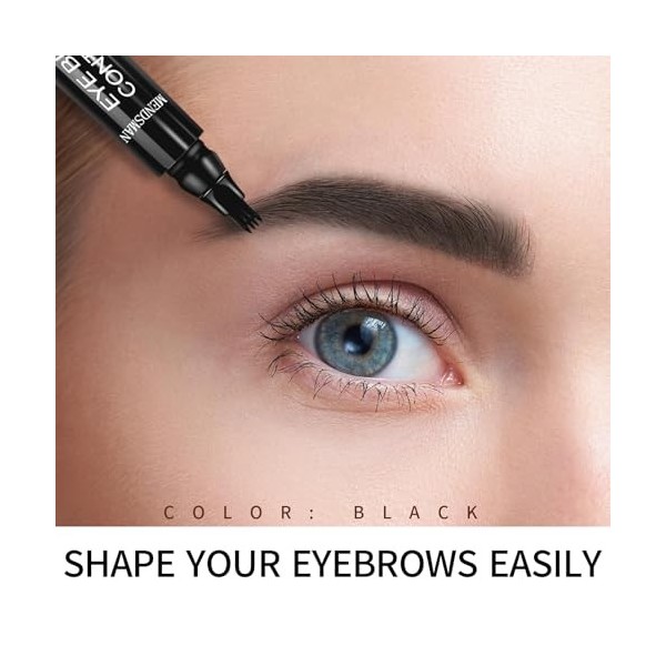 Stylo à sourcils liquide – Stylo à sourcils professionnel à micro-lame – Stylo à sourcils magique et précis étanche à 4 point