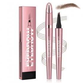 IKOPFLN 1 Pièce Or rose Crayon à sourcils imperméable 3D Microblading - Avec 4 pointes de fourchette - Pour des sourcils natu