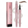 IKOPFLN 1 Pièce Or rose Crayon à sourcils imperméable 3D Microblading - Avec 4 pointes de fourchette - Pour des sourcils natu