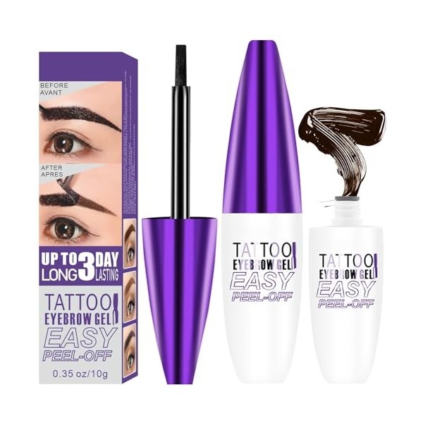 Gel Teinté pour Sourcils, Peel Off Tattoo EyebrowGel, Gel de Teinture Sourcils Imperméable, Ge-l de Teinture pour Brow Semi-P