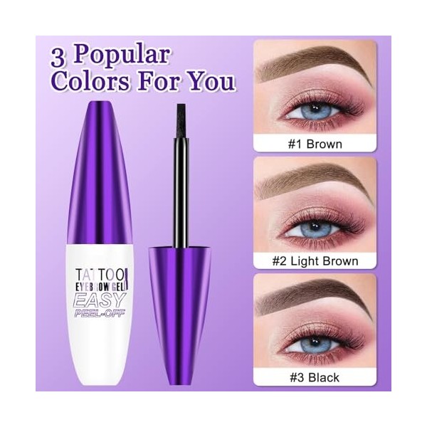 Gel Teinté pour Sourcils, Peel Off Tattoo EyebrowGel, Gel de Teinture Sourcils Imperméable, Ge-l de Teinture pour Brow Semi-P