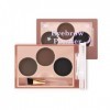 Boobeen 3 Couleurs Sourcil Powder Kit - Conseil de Maquillage Avec Brosse Biseautée pour un Look Parfait 3D