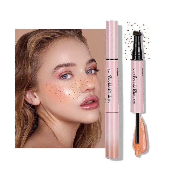 LOPHE Stylo 2-en-1 Tampon à Taches de Rousseur & Blush Liquide, Résistant à l’Eau et Séchage Rapide pour un Effet Naturel Hâl