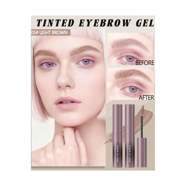 Sourcils Couleur Gel 2pcs, Marron Eyebrow Gel Imperméable Longue Durée, Sourcils Crayon Coloré Extension du Volume Mascara, S