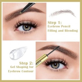 Culinavog Crayon à Sourcils Double Embout, Crayon à Sourcils 2 en 1 avec Gel avec 4 Pointes Fourchues, Livré avec 3 Rasoirs à...