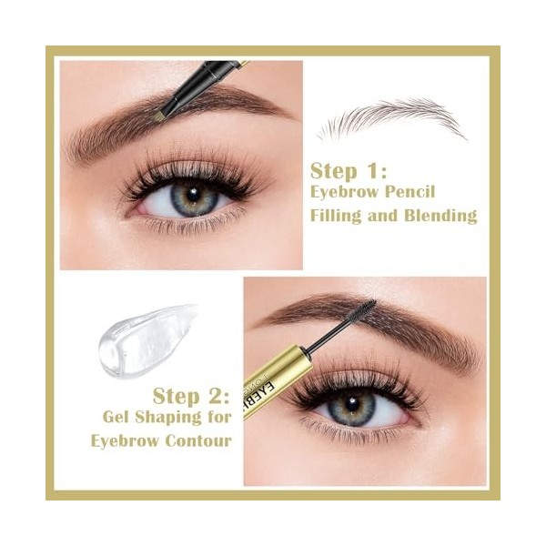 Culinavog Crayon à Sourcils Double Embout, Crayon à Sourcils 2 en 1 avec Gel avec 4 Pointes Fourchues, Livré avec 3 Rasoirs à...