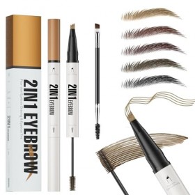 Crayon à sourcils liquide 2 en 1, 3D Crayon à sourcils Microblading et gel pour sourcils avec embout à 4 fourches, Crayon Sou...