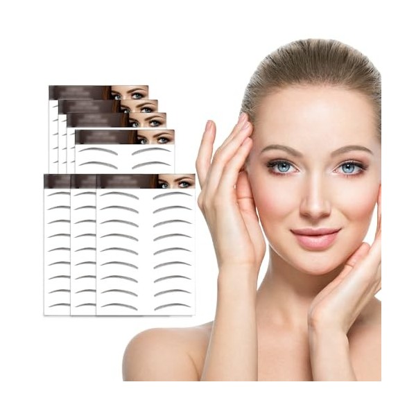 AWAVM 7 Feuilles Autocollants de Sourcils 4D Patch,Eyebrow Tattoos Stickers Autocollant Bionique pour Sourcils,Faux Sourcils 