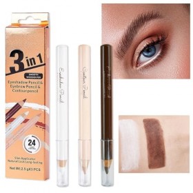 MOTIBACK Lot de 3 crayons à sourcils Brow Pencil imperméables en marron clair, marron foncé et curry léger, longue durée et r