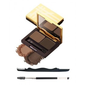 Lot De 2 Poudre Maquillage Pour Kit Sourcils, Waterproof Longue Durée Teinture Sourcil, Marron Foncé/Marron Clair, Cadeau Pou