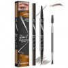 iwontalersy 2 pièces Crayon À Sourcils Double Embout 2 En 1,Crayon À Sourcils À 4 Pointes Microfourchues,Étanche À Leau,Bros
